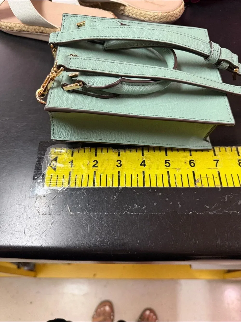 Tory Burch Mint Green Leather Mini Crossbody with Gold Hardware